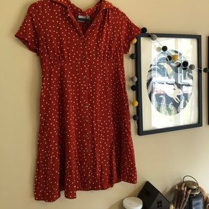 Cute Rust Colored Polka Dot Mini Dress